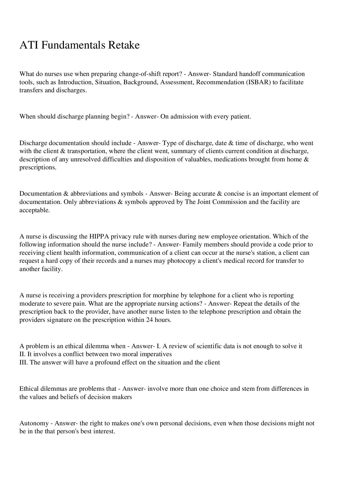 Preview image for ATI Fundamentals Retake 2022